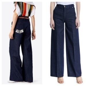 Tory Burch Women's Pants Size 25 Tilly Rinse Dark Jeans Wide Leg Cotton $228 NWT